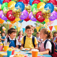 60Pcs 12 Inch Back To School Balloons First Day of School Latex Balloons Colourful Schoolbag Balloon Kids Themed Party Supplies Classroom Blackboard Decorations