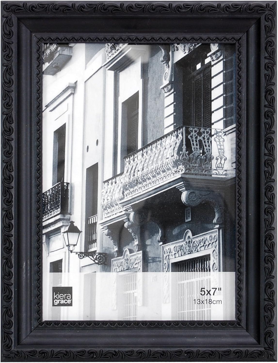 kieragrace KG Claire Photo Frame - Black W/ Leaf Border, 5" x 7"