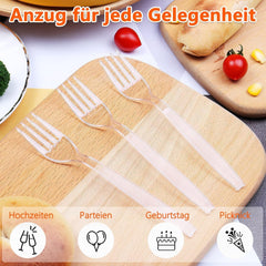 100 Count Extra Heavy Duty Disposable Clear Plastic Forks,BPA-Free,Heat Resistant,Premium Durable Plastic Cutlery for Parties, Picnics, Big Event, Daily Use