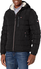 Tommy Hilfiger Men's Midweight Sherpa Lined Hooded Water Resistant Puffer Jacket