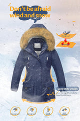 CREATMO US Girl's Sherpa Long Winter Coat Thicken Warm Parka Durable Waterproof Puffer Ski Jacket