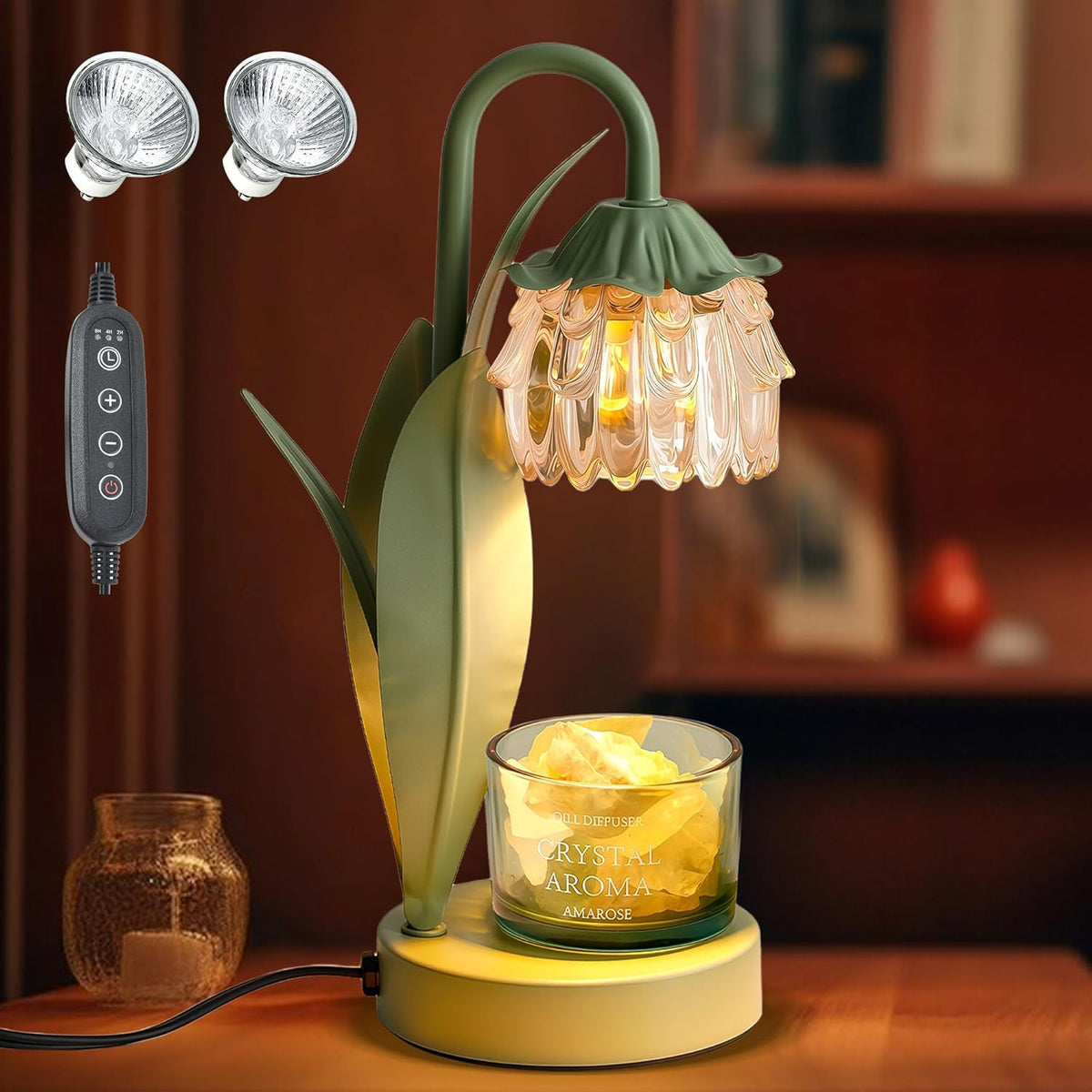 Flower Candle Warmer Lamp,Birthday Gifts for Women Mom,Candle Lamp with Timer Dimmer,Adjustable Height Wax Warmer, Wax Melt Lamp House Warming Gifts New Home Bedroom Office Decor (Flower Lamp)