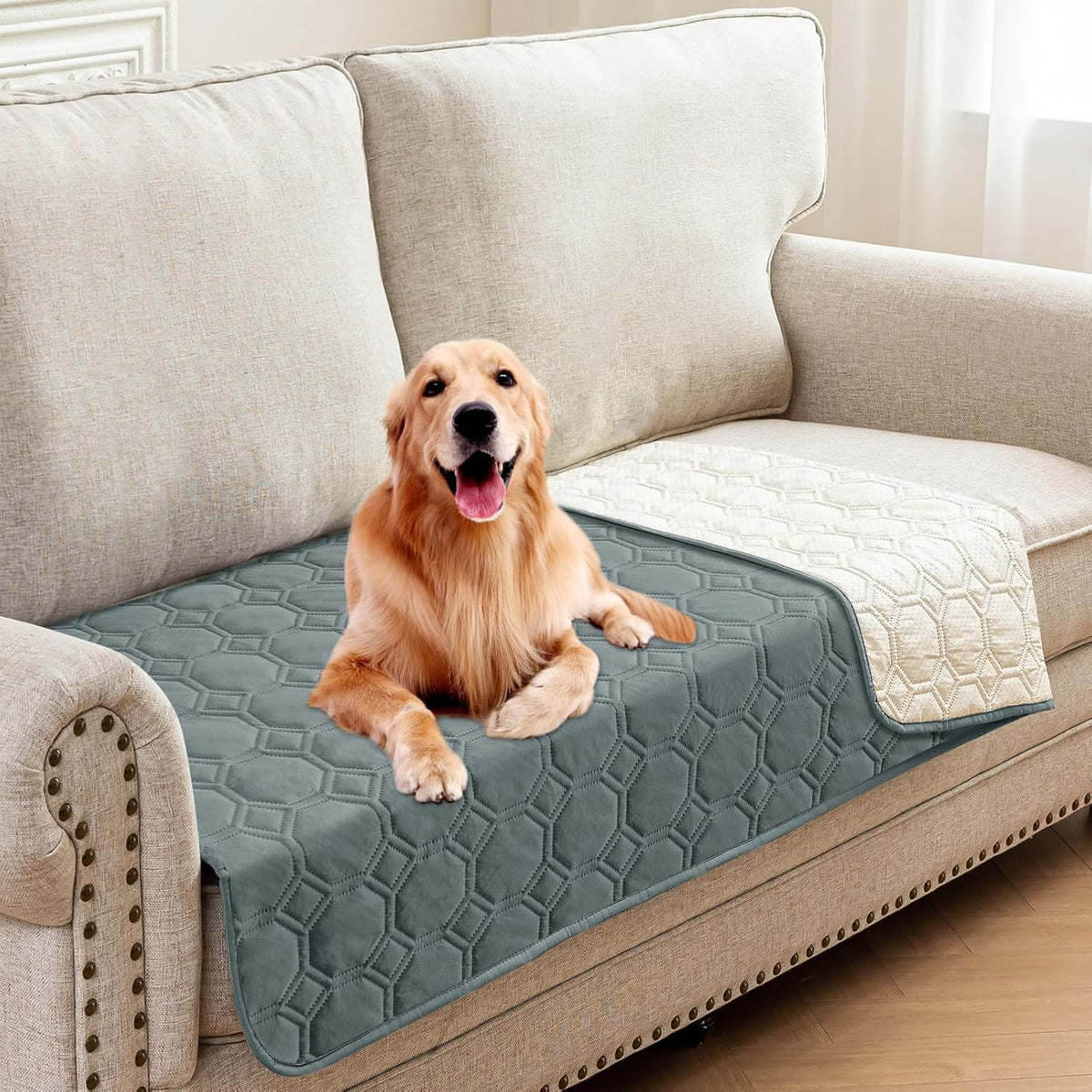 ZNSAYOTX Ultimate Cozy Blankets (30"x70") 100% Waterproof Sofa Mat Blanket for Dog Pets, Bed Couch Protector with Non-Slip Back Washable Durable, Pee Scratch Proof Easy to Clean (Light Grey)