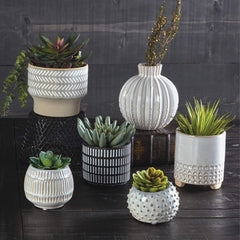 Creative Brands 47th & Main Round Planter, Small, Cream