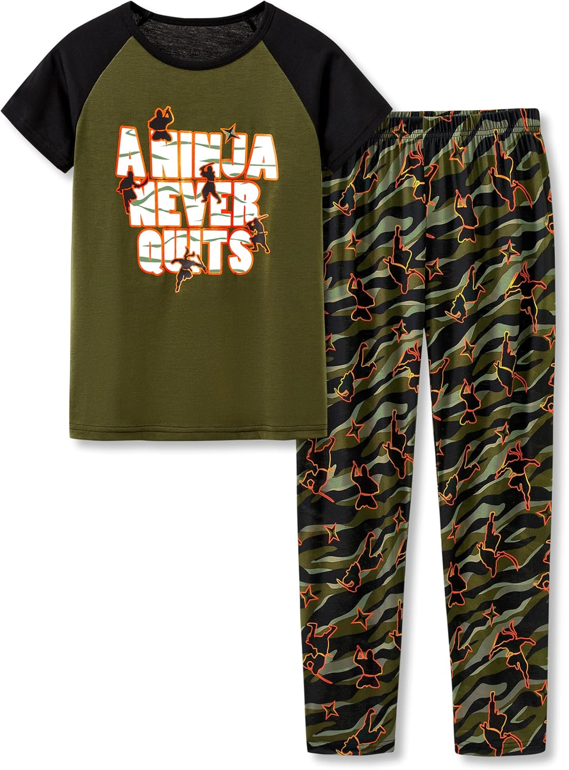 Beezizac Little Big Boys Pajamas Cozy Short Sleeves & Pants Cool 2-Piece PJ Set Kid Sleepwear Size 6-18