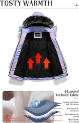 Pursky Girls' Warm Winter Coat Long Parka Fleece Lined Waterproof Puffer Jacket With Removable Hood