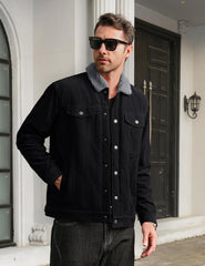 MAGCOMSEN Men's Corduroy Jacket Winter Sherpa Lined Warm Thick Trucker Cargo Coat with 5 Pockets