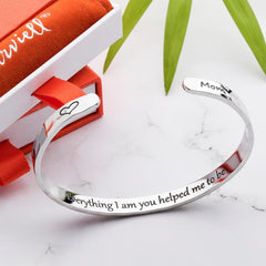 Carviell Engraved Cuff Bracelets for Women – Inspirational, Friendship, Love, Mom, Daughter, Sister, Christian, Graduation, Memorial & Wedding Gifts – 80+ Phrases – Stainless Steel, Gift-Ready