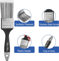 Bates- Paint Brushes, 5 Pack, Flat and Angle Paint Brushes for Walls and Trim, Synthetic Bristles