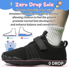 Kids Barefoot Shoes Boys Girls Footwear Toddler Shoes Wide Toe Box Hiking Flexible Zero Drop Sole Minimalist Sneakers Lightweight Breathable Slip On Running Tennis for Indoor Outdoor Little Big Kid