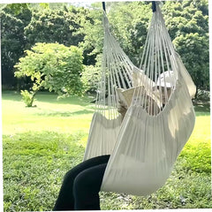 Hammock Chair Swing Comfortable Breathable Cotton Canvas Hammock Swing 400Lbs Portable Hanging Chair for Outdoor, Home, Patio, YardHammock