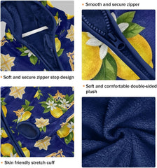 CHIFIGNO Yellow Lemons Dark Blue Toddler Hooded Jacket Lightweight Thick Sweatshirt Jacket 3T