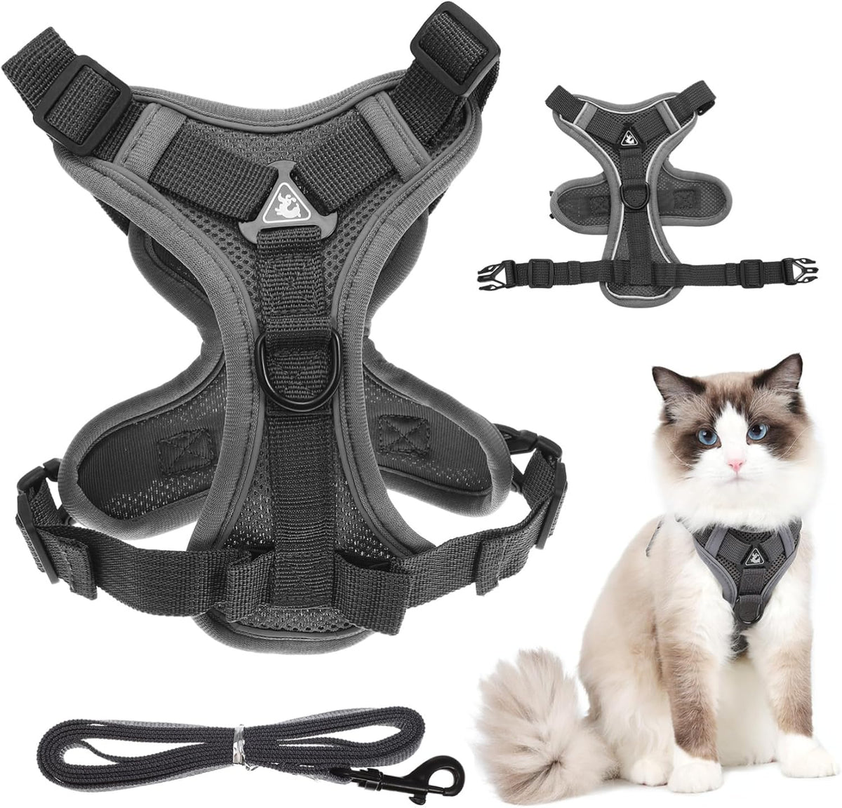 Yardwe Reflective Small Dog Harness with Leash Vest for Cats and Puppies Breathable Elastic Design Safe for Outdoor Walking