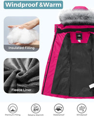 ZSHOW Girls' Winter Coat Long Hooded Parka Soft Fleece Puffer Jacket with Removable Hood