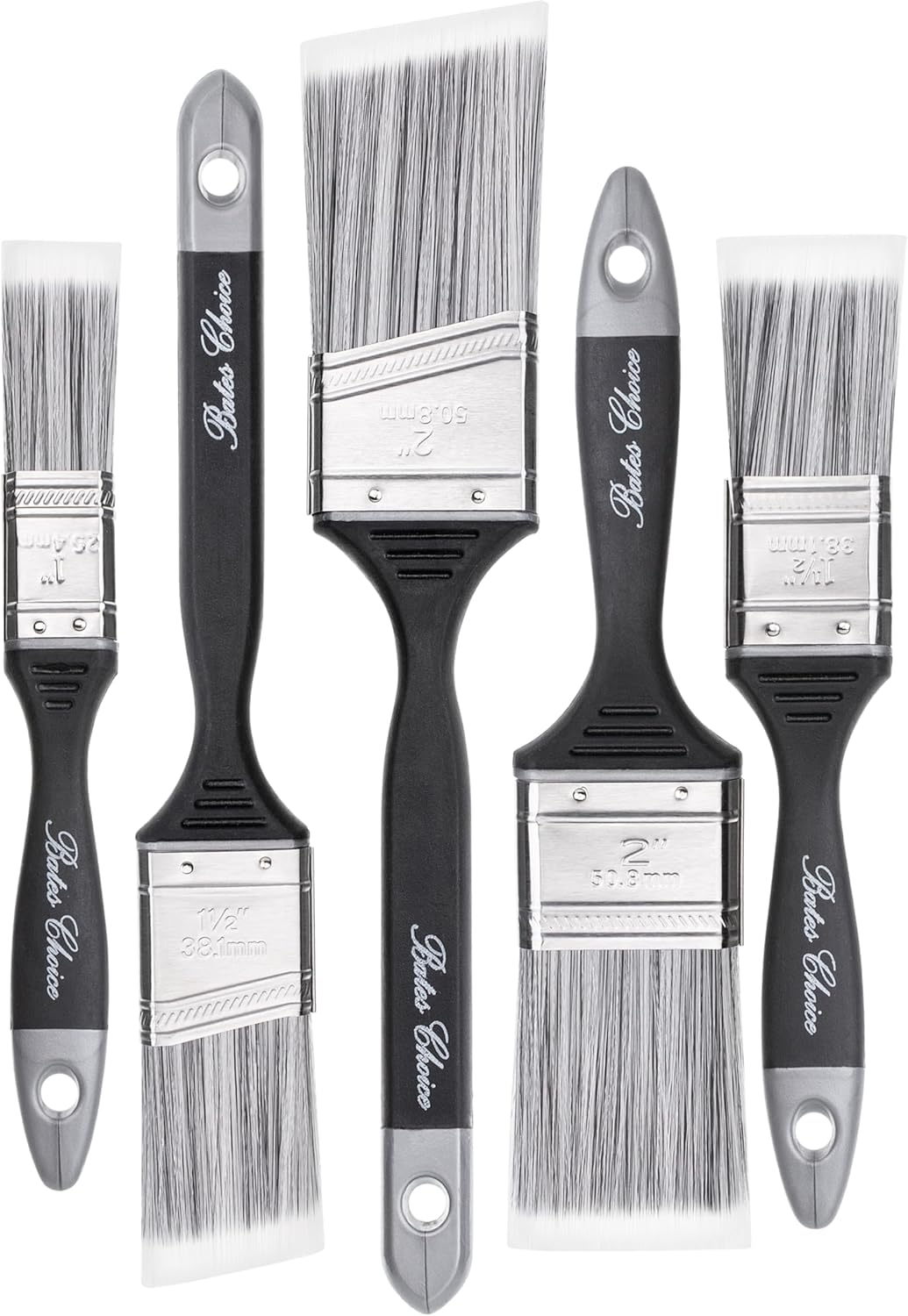 Bates- Paint Brushes, 5 Pack, Flat and Angle Paint Brushes for Walls and Trim, Synthetic Bristles