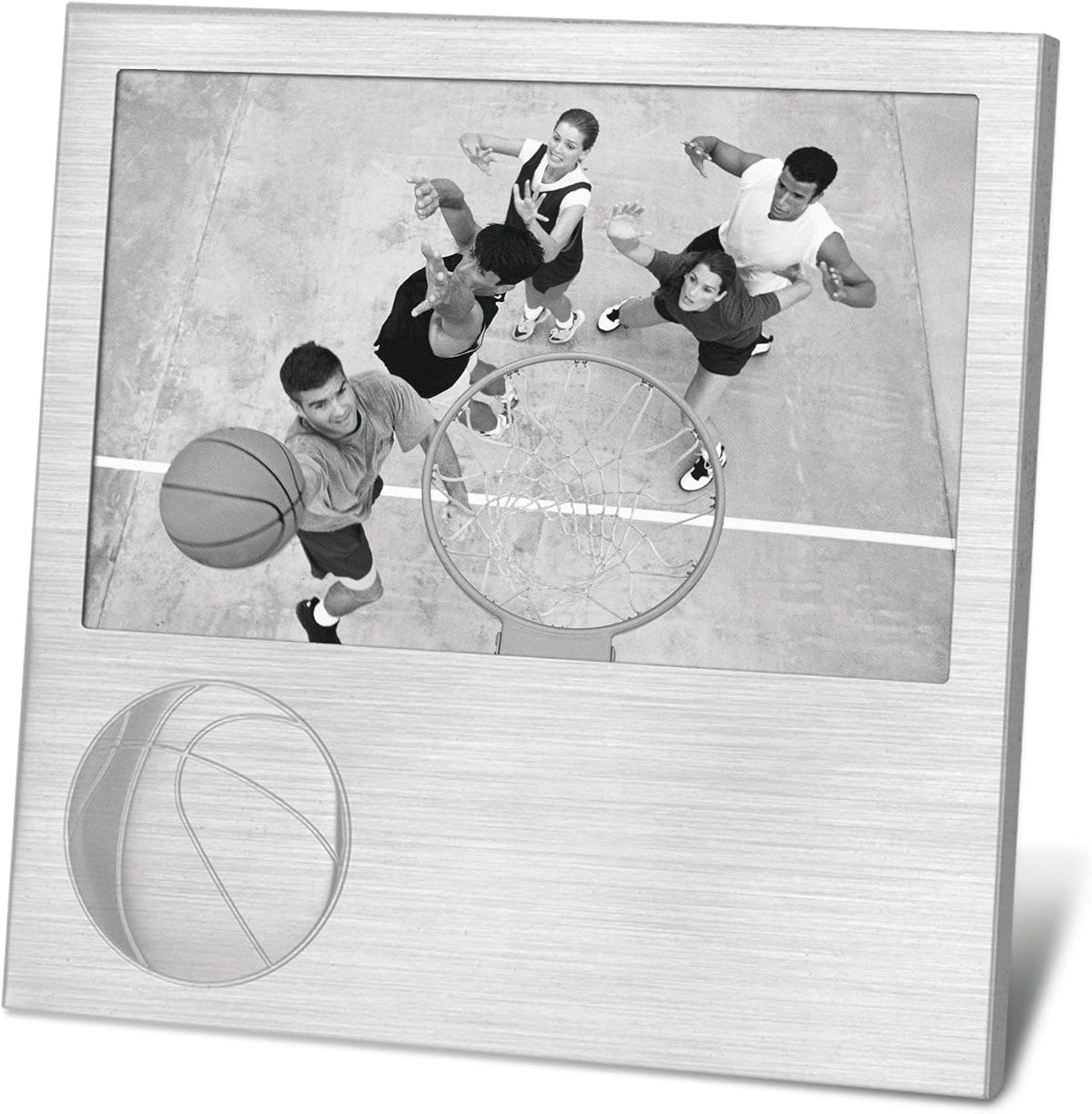 4" x 6" Vertical Photo Frame With Embossed and Debossed Motivational Lingo, Brushed Aluminium, Black Felt Backing, Glass Front. Silver