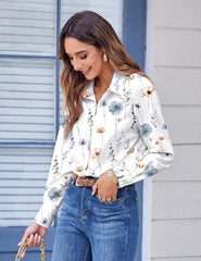 Zeagoo Button Down Shirts for Women Dressy Floral Printed Long Sleeve Blouse Business Casual Work Tops
