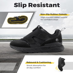 FitVille Diabetic Shoes for Men Extra Wide Slip-on Shoes for Swollen Feet Men Wide Walking Shoes with Arch Support for Foot Pain Relief- Rebound Core V10