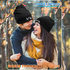 Black Knit Beanie Hat for Men Bear Classic Adult Beanie Cap Winter Warm Knitted Hat for Men Women Skull Hip Hop Cap for Men