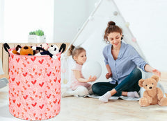 KUNRO Round Heart Pattern Laundry Basket Hamper Kids Toys and Clothes Storage Basket Children Gift Basket Baby Toy Organizer Bins for Room Decor