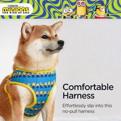 Minions Dog Harness, Medium, Blue Minions in a Row | Comfortable Mesh No-Pull Dog Harness| Gifts for Minions Fans and Their Pets | Officially Licensed Pet Product from Universal Studios