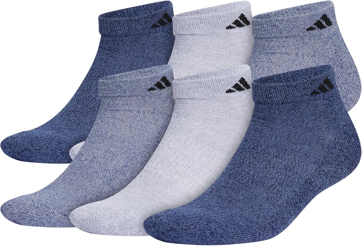 adidas Men's Athletic Cushioned Low Cut Socks with Arch Compression for a Secure Fit (6-Pair)