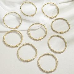 Gold Beaded Pearl Bracelets for Women Non Tarnish Dainty Cross Stack Stretch Trendy 2025 Gifts